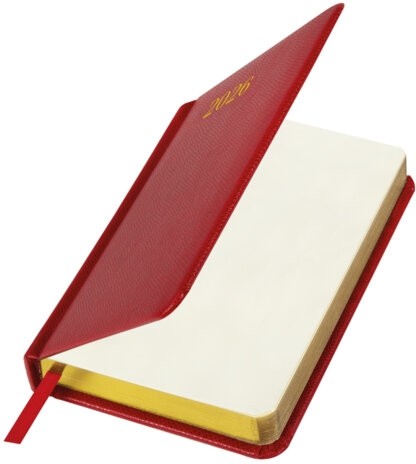 Ежедневник датированный 2026, МАЛЫЙ ФОРМАТ 100х150 мм, А6, BRAUBERG "Iguana", под кожу, красный, 117251