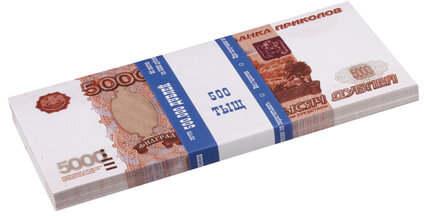 Деньги шуточные "5000 рублей", упаковка с европодвесом, AD0000112