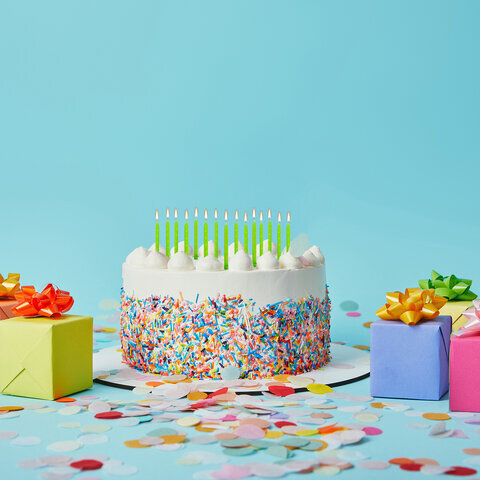 Набор свечей для торта 24 шт., 6 см, 24 держателя, зеленые в горошек, ЗОЛОТАЯ СКАЗКА, в блистере, 591457