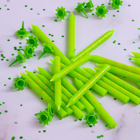 Набор свечей для торта 24 шт., 6 см, 24 держателя, зеленые в горошек, ЗОЛОТАЯ СКАЗКА, в блистере, 591457