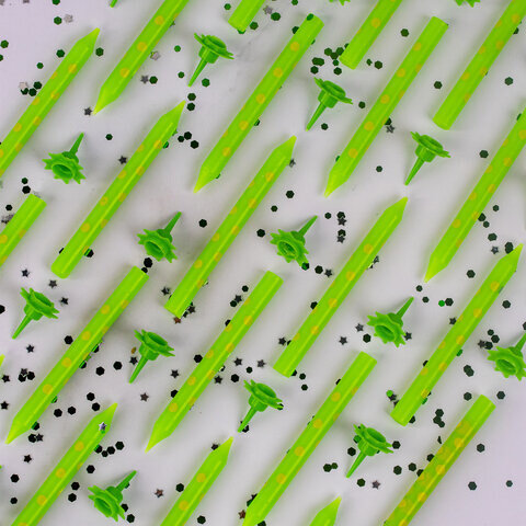 Набор свечей для торта 24 шт., 6 см, 24 держателя, зеленые в горошек, ЗОЛОТАЯ СКАЗКА, в блистере, 591457