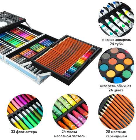 Набор ЮНОГО ХУДОЖНИКА "Cosmo" для рисования и творчества в кейсе ЮНЛАНДИЯ, 163 предмета, 664634