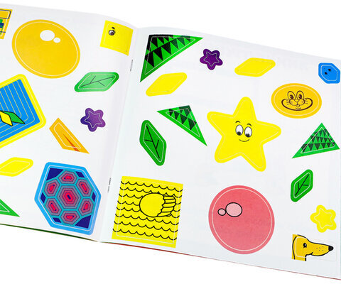 Книжка-раскраска ДЛЯ САМЫХ МАЛЕНЬКИХ ГЕОМЕТРИЯ, 30 наклеек, 215х215 мм, 8 страниц, BRIGHT KIDS, Р-9933