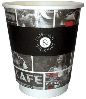 Одноразовые стаканы 200 мл, КОМПЛЕКТ 26 шт., бумажные двухслойные, &quot;Cafe Noir&quot; (мелованные), холодное/горячее, HUHTAMAKI, -3068, 77120900-3068