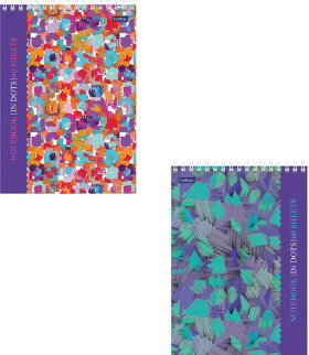 Блокнот А5 (146х205 мм) 60 л., гребень, лакированный, подложка, в точку, HATBER Premium, Мозаика, B331859, 60Б5A9гр