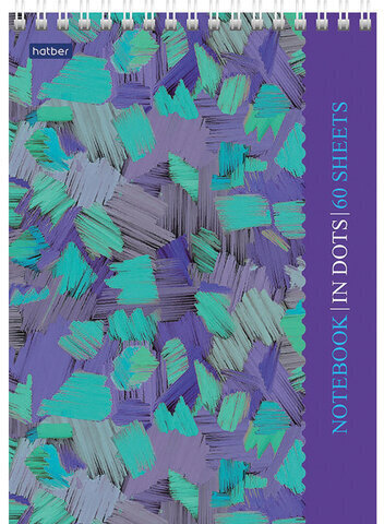 Блокнот А5 (146х205 мм) 60 л., гребень, лакированный, подложка, в точку, HATBER Premium, Мозаика, B331859, 60Б5A9гр