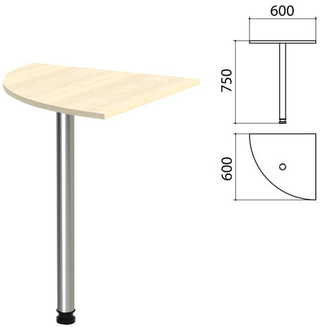Стол приставной угловой "Канц", 600х600х750 мм, цвет дуб молочный (КОМПЛЕКТ)