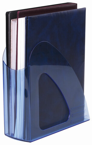 Лоток вертикальный для бумаг BRAUBERG "Delta", 240х90х240 мм, тонированный синий, 237245