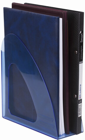 Лоток вертикальный для бумаг BRAUBERG "Delta", 240х90х240 мм, тонированный синий, 237245