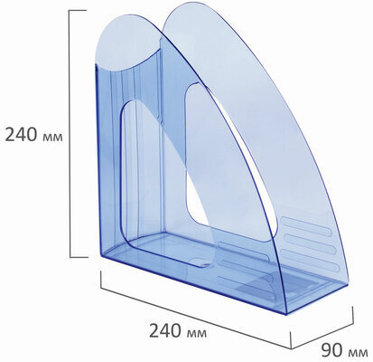 Лоток вертикальный для бумаг BRAUBERG "Delta", 240х90х240 мм, тонированный синий, 237245