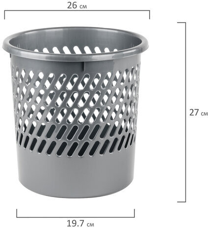 Корзина для бумаг STAFF "Basic" сетчатая, 11 л, серая, 237918