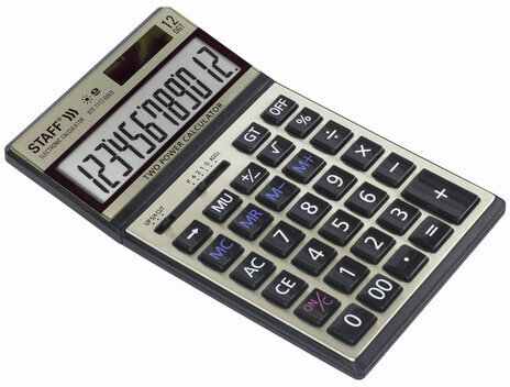 Калькулятор настольный металлический STAFF STF-7712-GOLD (179х107 мм), 12 разрядов, двойное питание, блистер, 250306