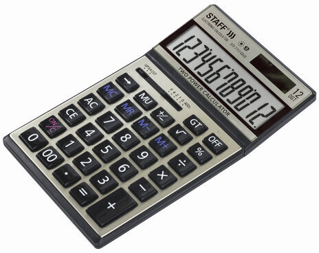 Калькулятор настольный металлический STAFF STF-7712-GOLD (179х107 мм), 12 разрядов, двойное питание, блистер, 250306