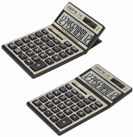 Калькулятор настольный металлический STAFF STF-7712-GOLD (179х107 мм), 12 разрядов, двойное питание, блистер, 250306