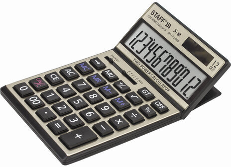 Калькулятор настольный металлический STAFF STF-7712-GOLD (179х107 мм), 12 разрядов, двойное питание, блистер, 250306
