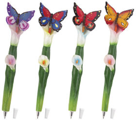 Ручка фигурная &quot;БАБОЧКИ&quot;, СИНЯЯ, 4 дизайна ассорти, 0,5 мм, дисплей, BRAUBERG, 142776