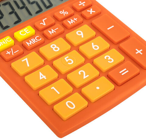 Калькулятор настольный BRAUBERG ULTRA-08-RG, КОМПАКТНЫЙ (154x115 мм), 8 разрядов, двойное питание, ОРАНЖЕВЫЙ, 250511