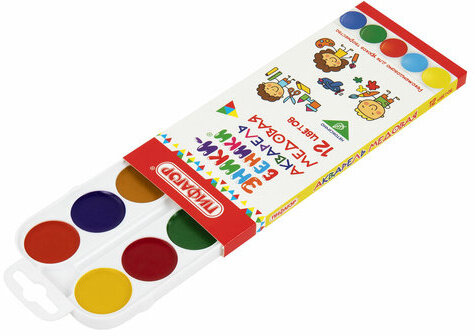 Краски акварельные медовые ПИФАГОР "ЭНИКИ-БЕНИКИ NEW", 12 цветов, картонная коробка европодвес, 192518