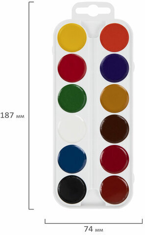 Краски акварельные медовые ПИФАГОР "ЭНИКИ-БЕНИКИ NEW", 12 цветов, картонная коробка европодвес, 192518