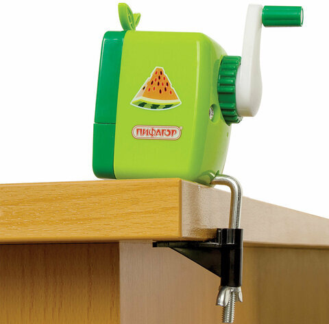 Точилка механическая ПИФАГОР "Арбуз", корпус зелёный/красный, 270427