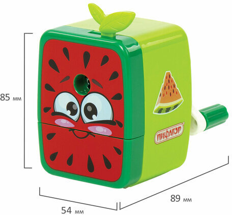 Точилка механическая ПИФАГОР "Арбуз", корпус зелёный/красный, 270427