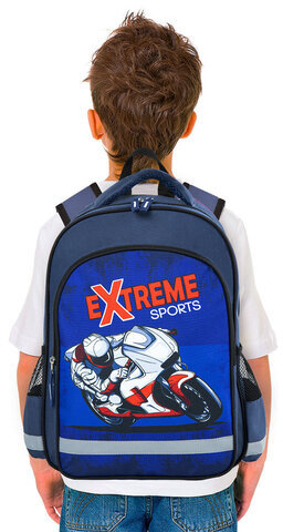Рюкзак ПИФАГОР SCHOOL для начальной школы, "Extreme sports", 38x28х14 см, 270659