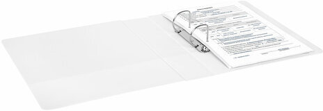 Папка ПАНОРАМА на 2 кольцах, ПРОЧНАЯ, картон/ПВХ, BRAUBERG "Office", БЕЛАЯ, 65 мм, до 400 листов, 271847