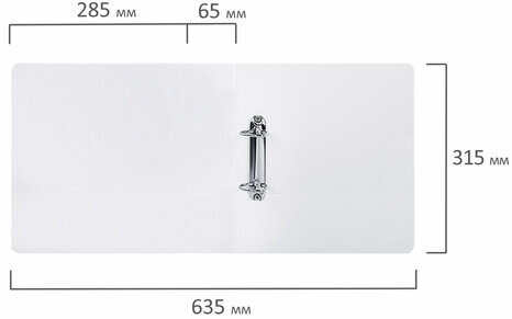 Папка ПАНОРАМА на 2 кольцах, ПРОЧНАЯ, картон/ПВХ, BRAUBERG "Office", БЕЛАЯ, 65 мм, до 400 листов, 271847