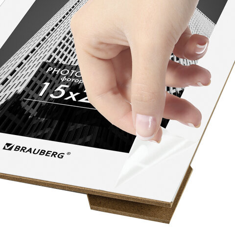 Рамка 15х21 см небьющаяся, багет 14 мм, пластик, BRAUBERG "Original", черная, 391228