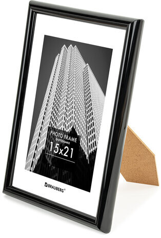 Рамка 15х21 см небьющаяся, багет 14 мм, пластик, BRAUBERG "Original", черная, 391228