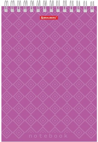 Блокнот А5 (146х205 мм), 60 л., гребень, картон, жесткая подложка, клетка, BRAUBERG, "Классика", 129812