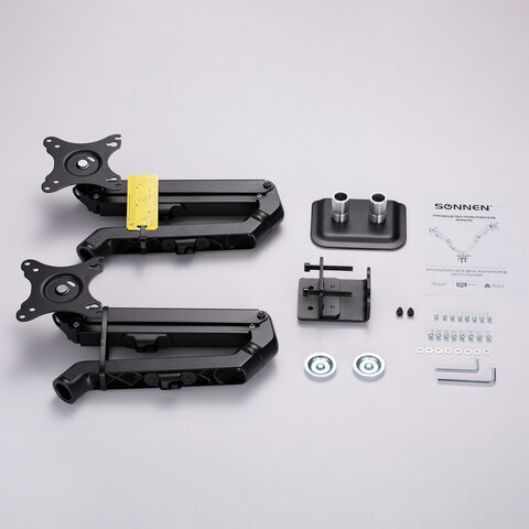 Кронштейн для двух мониторов настольный VESA 75х75, 100х100, 17"-27", до 14 кг, SONNEN MOTION, 455945