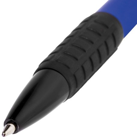 Ручка шариковая автоматическая с грипом BRAUBERG "Explorer", СИНЯЯ, корпус синий, узел 0,7 мм, линия письма 0,35 мм, 140581