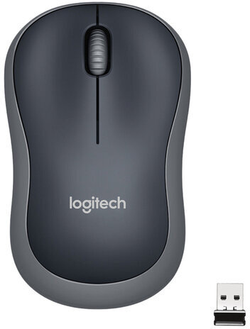 Мышь беспроводная LOGITECH M185, 2 кнопки + 1 колесо-кнопка, оптическая, черно-серая, 910-002238