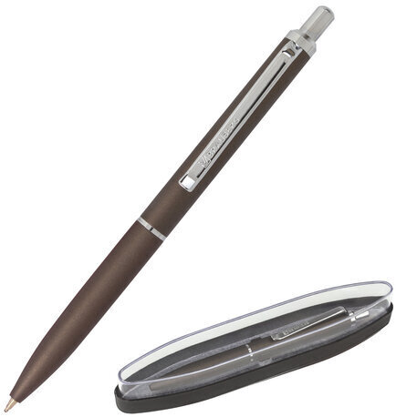 Ручка подарочная шариковая BRAUBERG "Bolero", СИНЯЯ, корпус серый с хромированными деталями, линия письма 0,5 мм, 143462