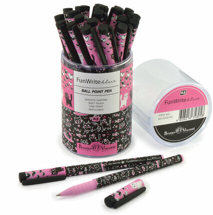 Ручка шариковая BRUNO VISCONTI "FunWrite", СИНЯЯ, "Контурные котята", узел 0,5 мм, линия письма 0,3 мм, 20-0212/43