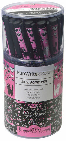 Ручка шариковая BRUNO VISCONTI "FunWrite", СИНЯЯ, "Контурные котята", узел 0,5 мм, линия письма 0,3 мм, 20-0212/43