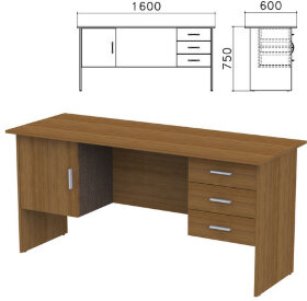 Стол письменный &quot;Канц&quot;, 1600х600х750 мм, 2 тумбы, комбинированный, цвет орех пирамидальный, СК29.9