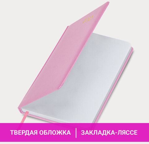 Ежедневник датированный 2025 А5 138x213 мм BRAUBERG "Select", балакрон, розовый, 115813