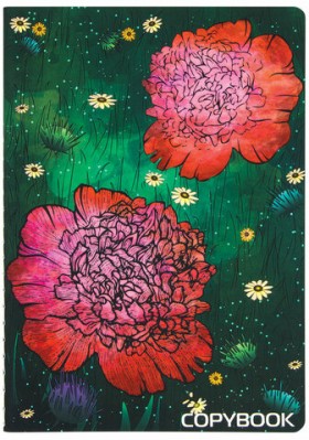 Тетрадь 40 л. в клетку обложка SoftTouch, бежевая бумага 70 г/м2, сшивка, А5 (147х210 мм), RED FLOWERS, BRAUBERG, 403784