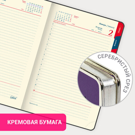 Ежедневник датированный 2024 А5 148х218 мм, GALANT "Infinity", под кожу, фиолетовый, 114770