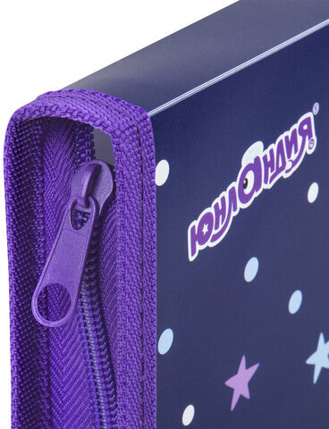 Папка для труда на молнии ЮНЛАНДИЯ А4, 1 отделение, откидная планка, органайзер, "Fluffy tail", 272220