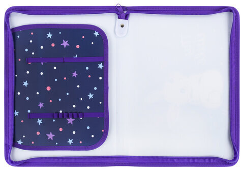 Папка для труда на молнии ЮНЛАНДИЯ А4, 1 отделение, откидная планка, органайзер, "Fluffy tail", 272220