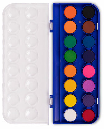 Краски акварельные BRAUBERG "PREMIUM" 16 цветов, круглые кюветы 23 мм, пенал, 191744