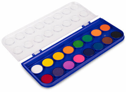 Краски акварельные BRAUBERG "PREMIUM" 16 цветов, круглые кюветы 23 мм, пенал, 191744