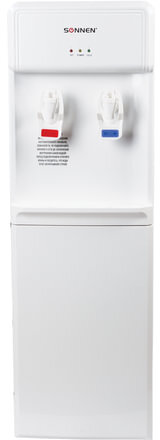 Кулер для воды SONNEN FS-01, напольный, НАГРЕВ/ОХЛАЖДЕНИЕ ЭЛЕКТРОННОЕ, 2 крана, белый, 452419