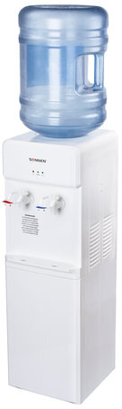 Кулер для воды SONNEN FS-01, напольный, НАГРЕВ/ОХЛАЖДЕНИЕ ЭЛЕКТРОННОЕ, 2 крана, белый, 452419