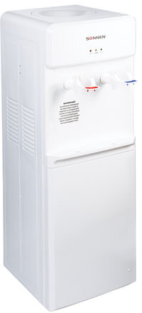 Кулер для воды SONNEN FS-01, напольный, НАГРЕВ/ОХЛАЖДЕНИЕ ЭЛЕКТРОННОЕ, 2 крана, белый, 452419