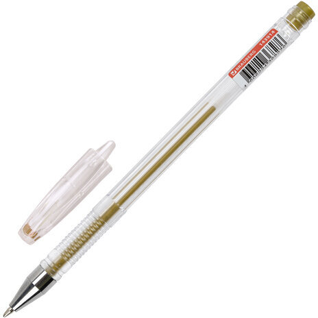 Ручка гелевая ЗОЛОТИСТАЯ BRAUBERG "EXTRA GOLD", корпус прозрачный, 0,5 мм, линия 0,35 мм, 143914