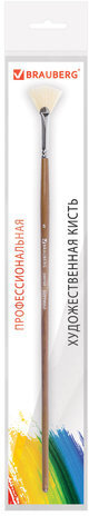 Кисть художественная профессиональная BRAUBERG ART CLASSIC, щетина, веерная, № 6, длинная ручка, 200744